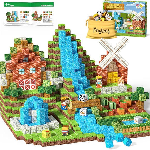100 Piece Magnetic Building Blocks, Farm Style - Picture 1 of 6